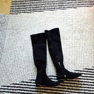 New Tory Burch Black Suede Over-the-Knee Boots